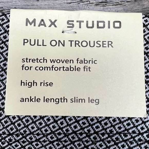 NWT Max Studio Pull-On Trouser Career Pants Black and White Geometric Medium - Picture 8 of 9